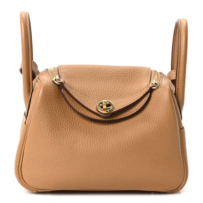 Hermes Taurillon Clemence Mini Lindy 20 Biscuit 1 of 9