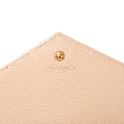 Saint Laurent Grain De Poudre Matelasse Chevron Monogram Chain Wallet Nude Powder 7 of 8