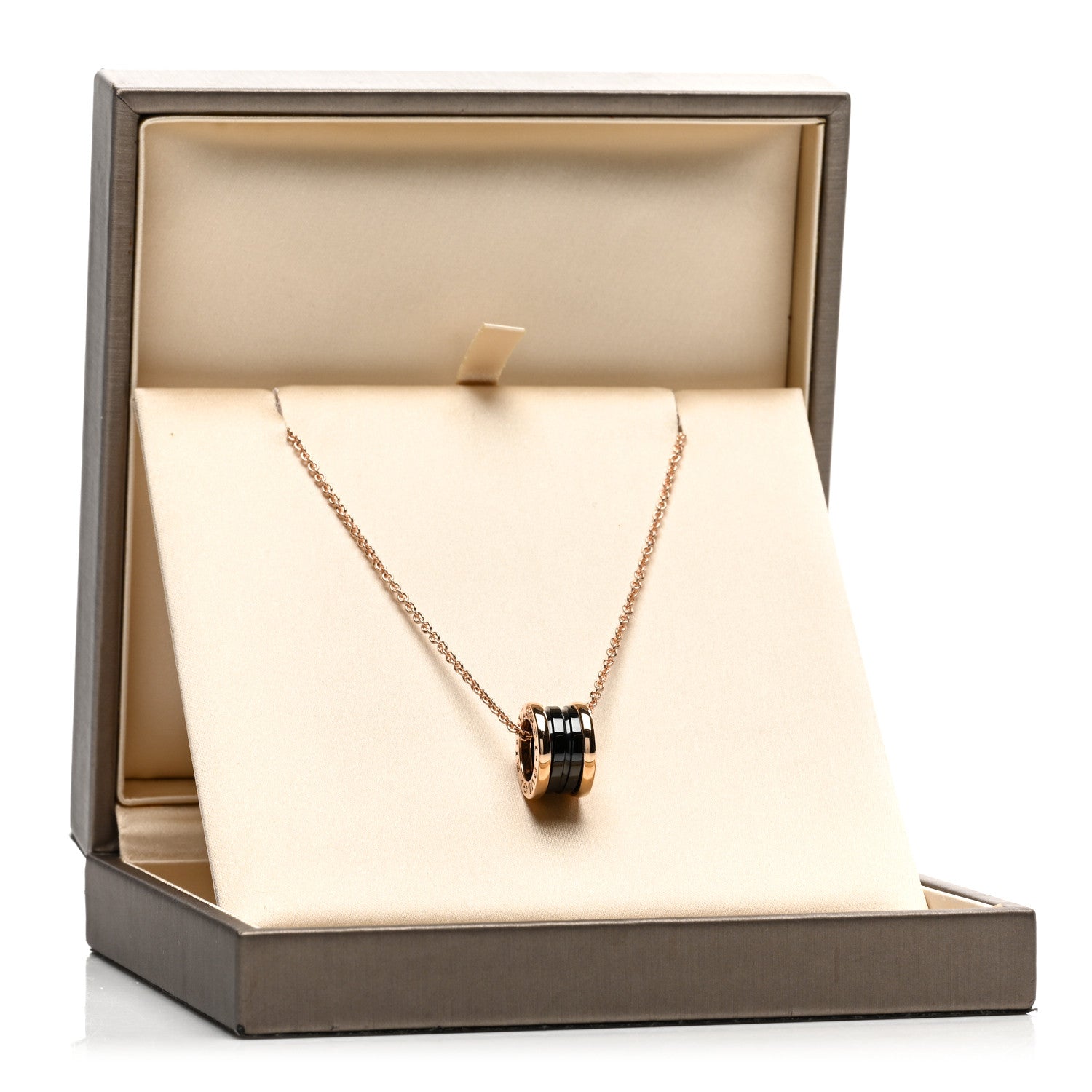 Bulgari 18K Rose Gold Black Ceramic B.Zero1 Pendant Necklace 5 of 5