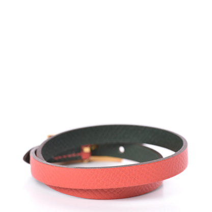 Hermes Epsom Behapi Double Tour Bracelet XS Rose Jaipur Vert Anglais 3 of 6
