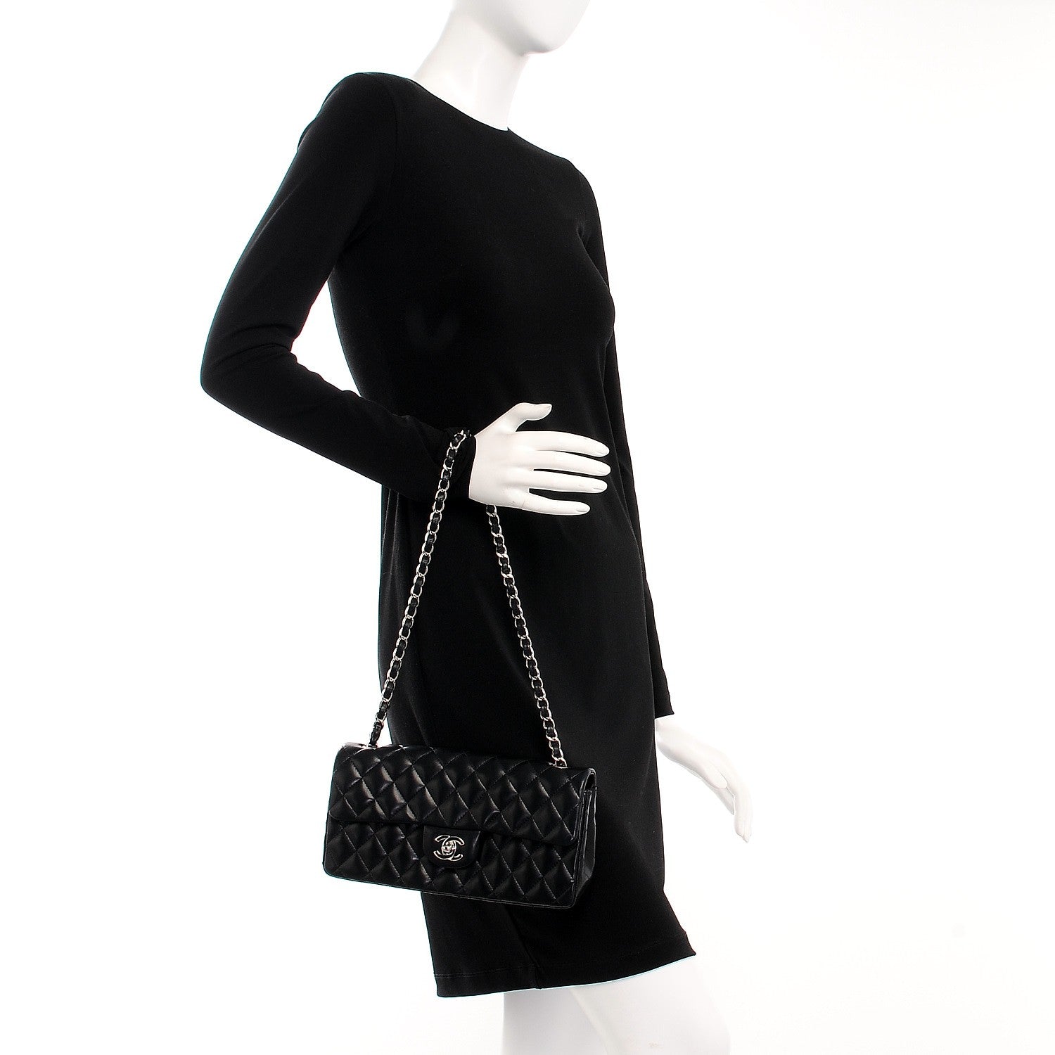 Chanel Lambskin Quilted East West Flap Black 2 of 12