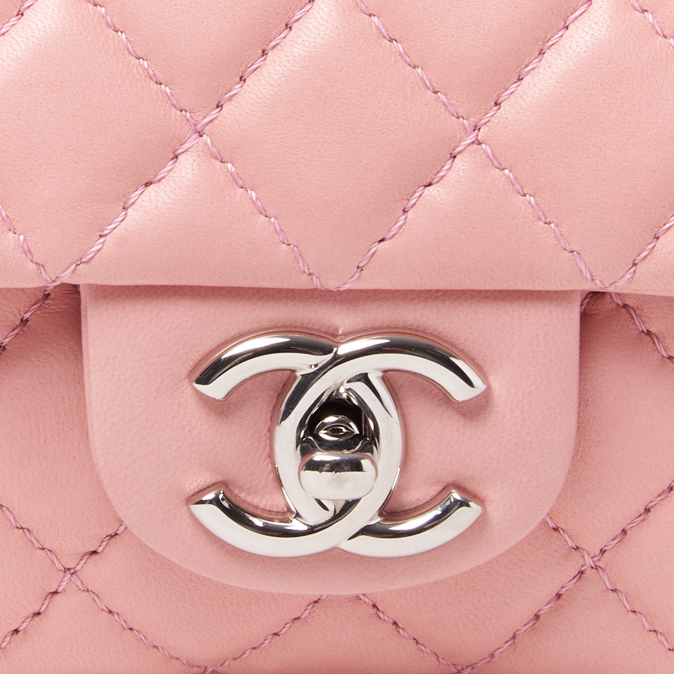 Lambskin Quilted Medium Double Flap Light Pink