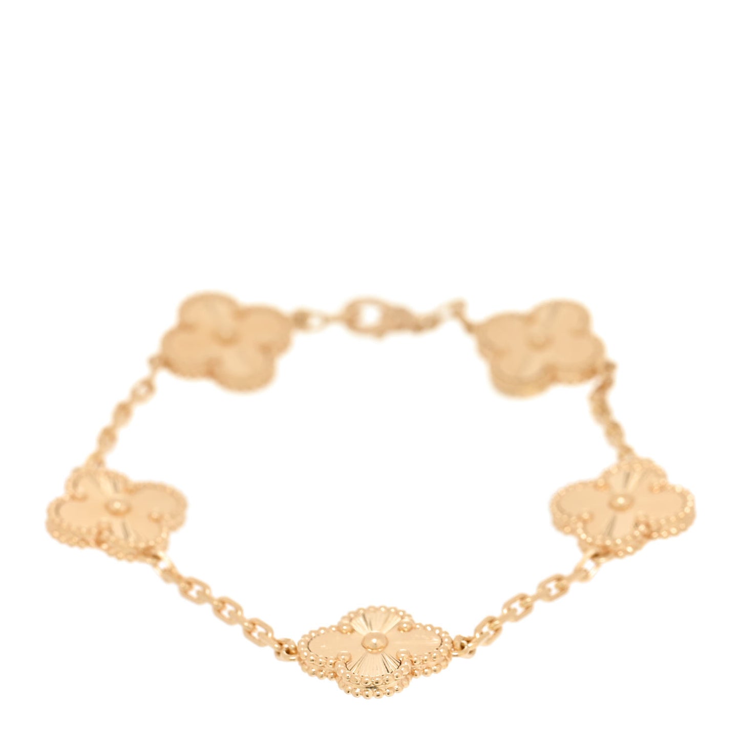 18K Yellow Gold 5 Motifs Guilloche Vintage Alhambra Bracelet
