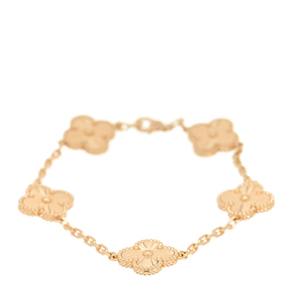 Van Cleef & Arpels 18K Yellow Gold 5 Motifs Guilloche Vintage Alhambra Bracelet 1 of 5