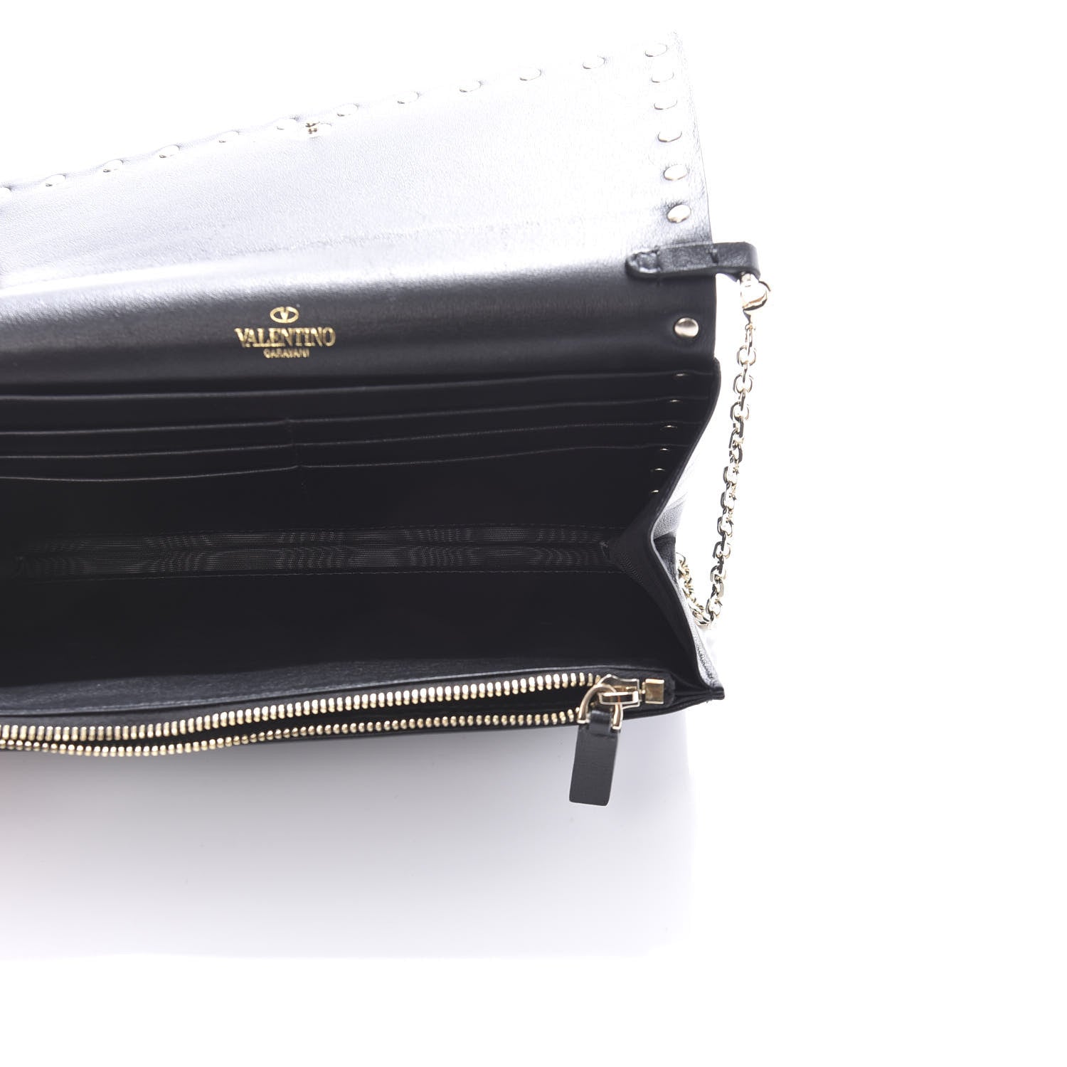 Valentino Garavani Vitello Small Rockstud Flap Wallet on Chain Black 5 of 11