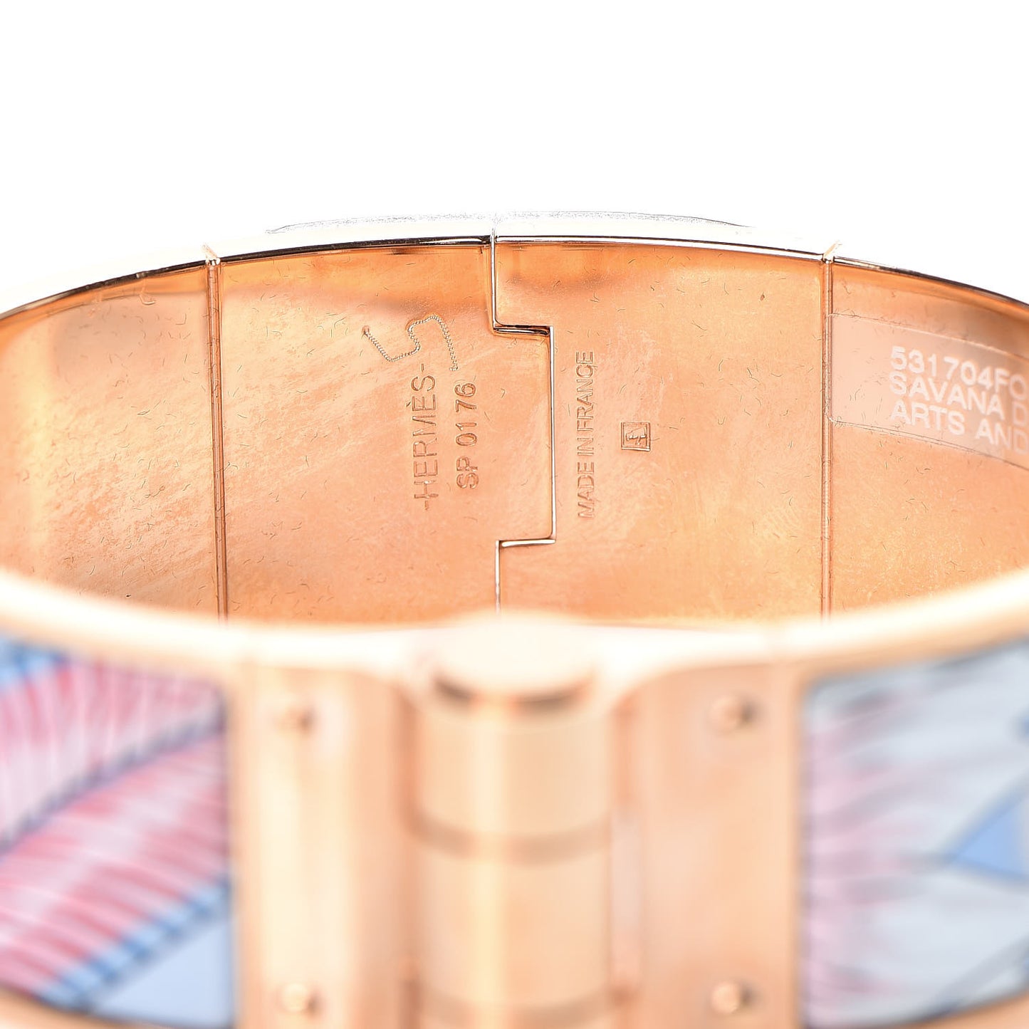 Enamel Printed Wide Savana Dance Hinged Bracelet M Arts And Crafts