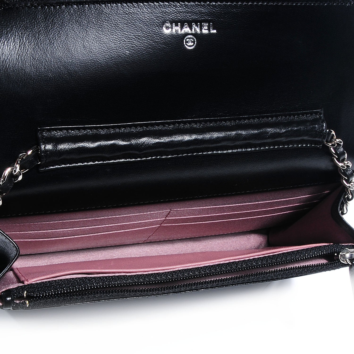 Chanel Lambskin Camellia Wallet on Chain WOC Black 5 of 8