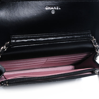 Chanel Lambskin Camellia Wallet on Chain WOC Black 5 of 8