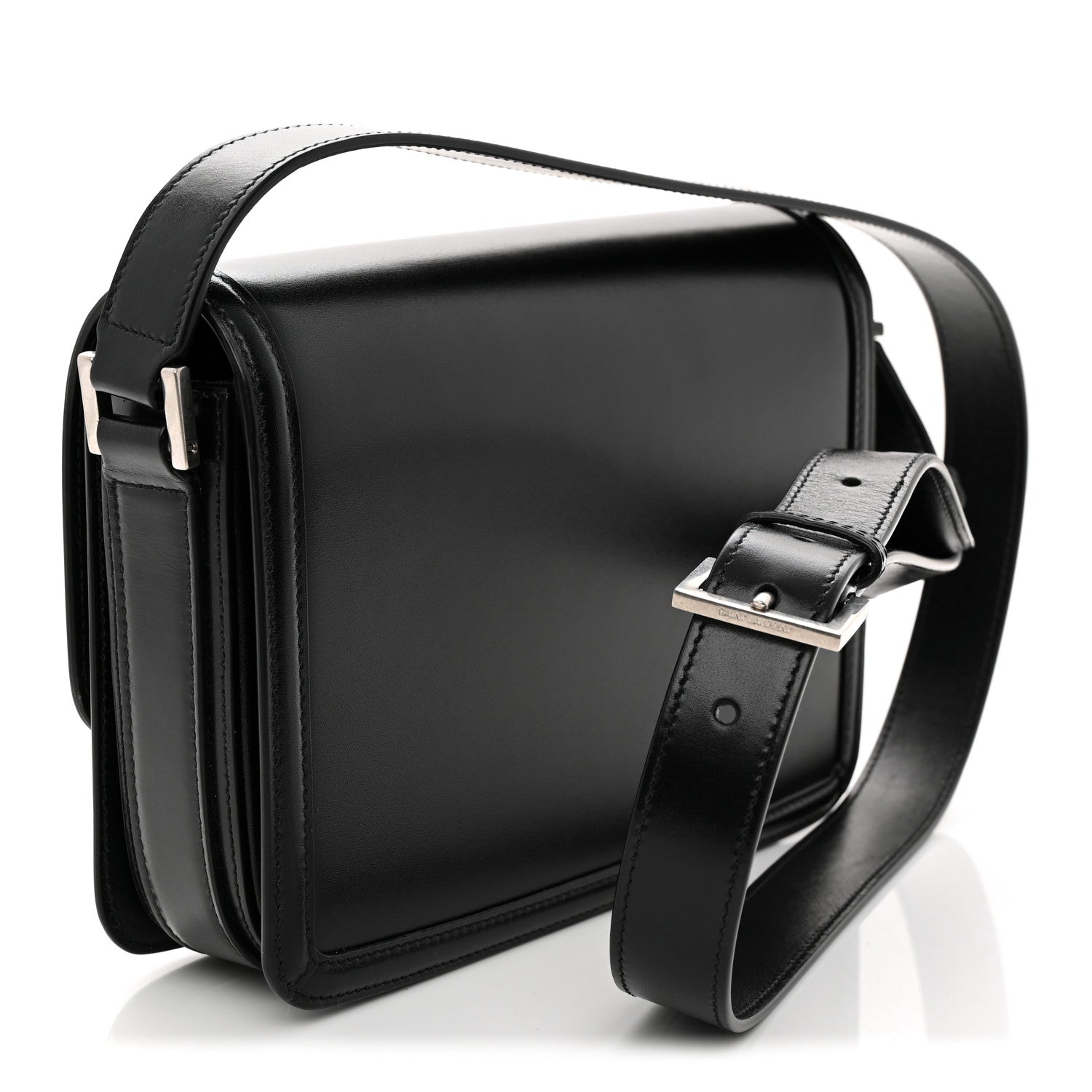 Saint Laurent Box Calfskin Monogram Medium Solferino Satchel Black 3 of 11