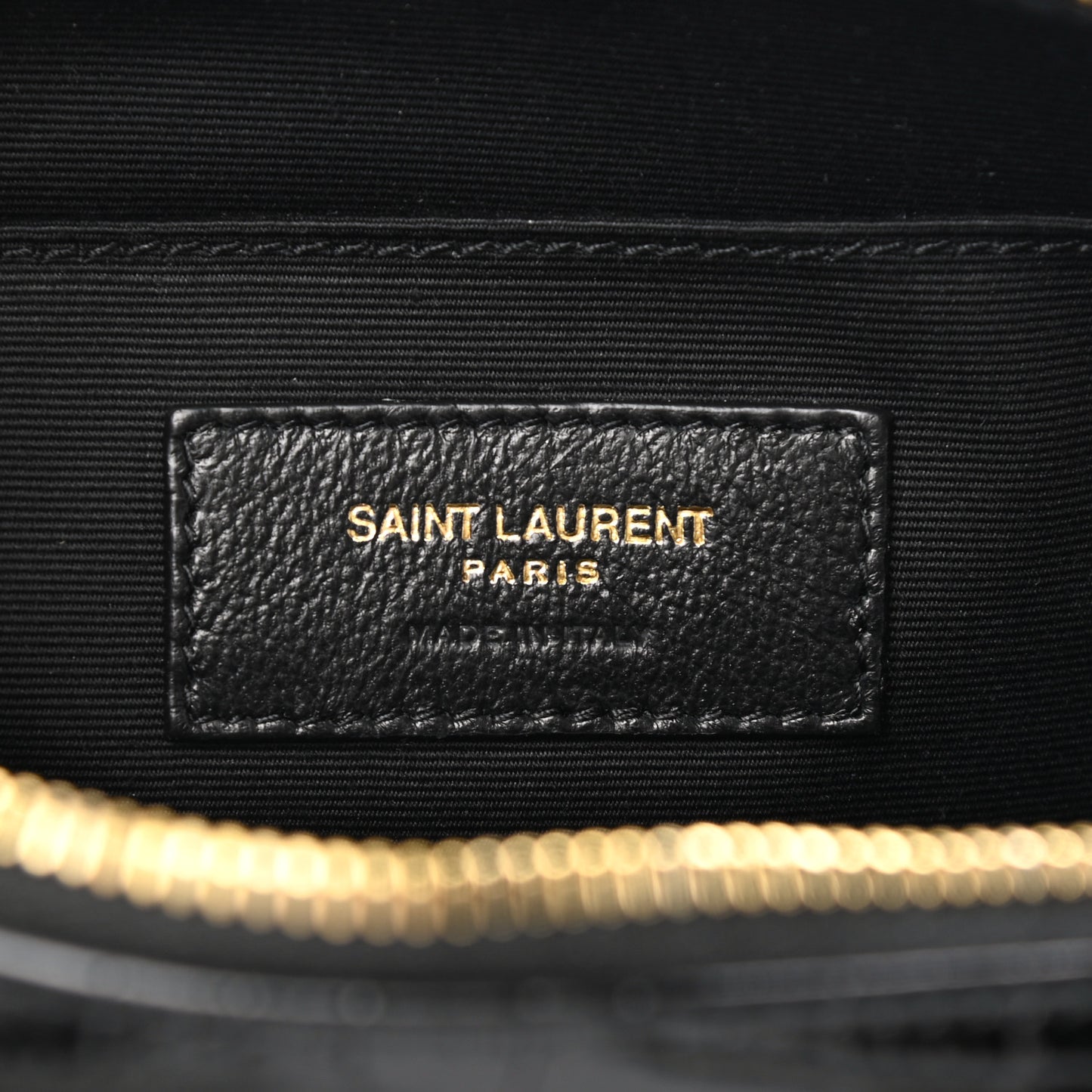 Patent Calfskin Crocodile Embossed Monogram Lou Camera Bag Black