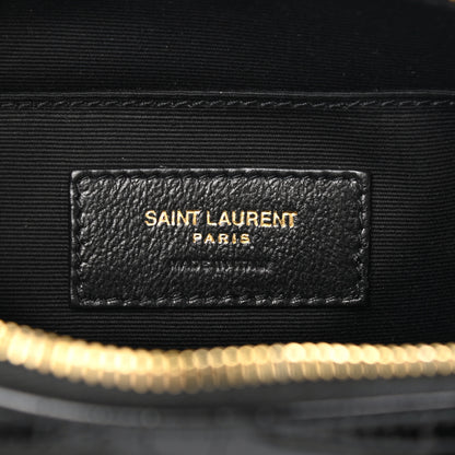 Saint Laurent Patent Calfskin Crocodile Embossed Monogram Lou Camera Bag Black 6 of 10