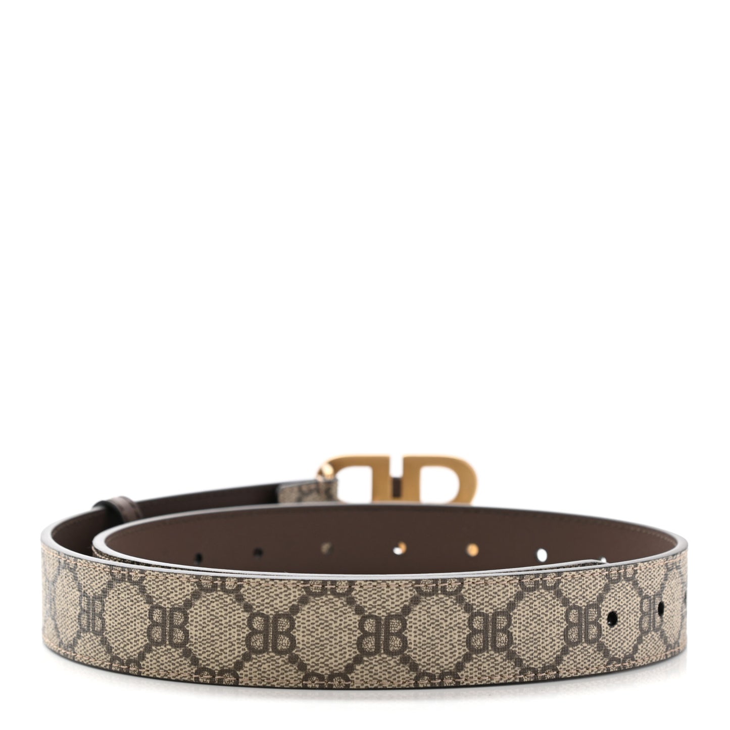 X BALENCIAGA BB Supreme Monogram Belt 85 34 Beige Ebony