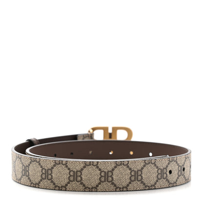 Gucci X BALENCIAGA BB Supreme Monogram Belt 85 34 Beige Ebony 2 of 5