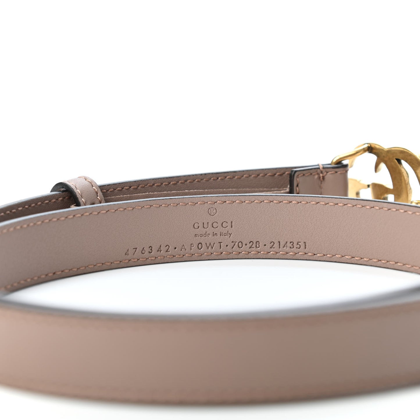Moon Calfskin Pearl Double G 20mm Belt 70 28 Porcelain Rose