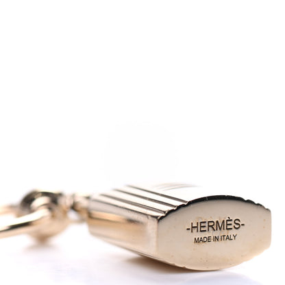Hermes Permabrass Mini Loop Charms Cadenas Scarf Ring Gold 3 of 5