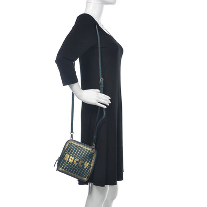Gucci X SEGA Calfskin GUCCY Stars Mini Dome Shoulder Bag Dusty Turquoise Gold 2 of 9