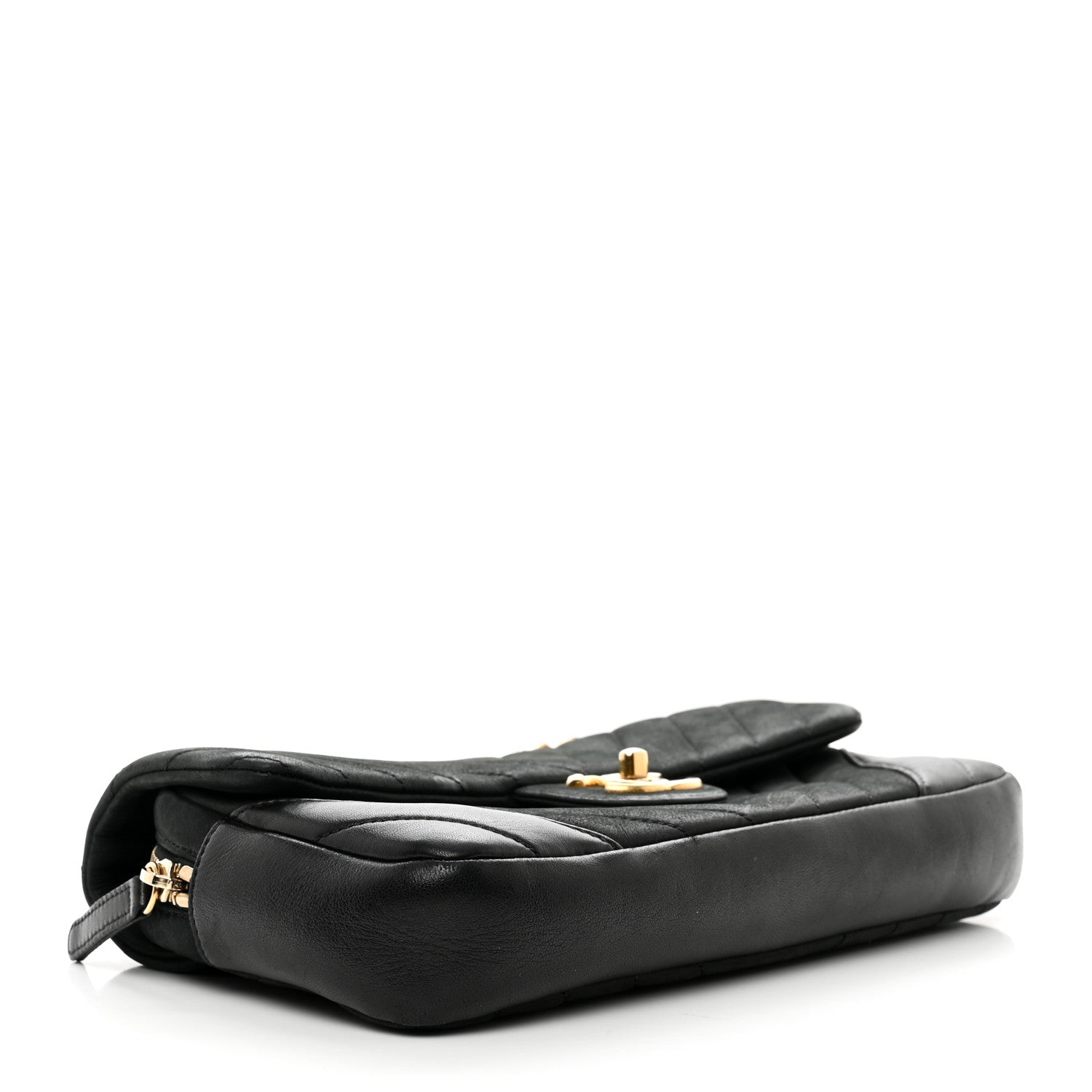 Chanel Suede Lambskin Chevron Quilted Flap Black 4 of 10
