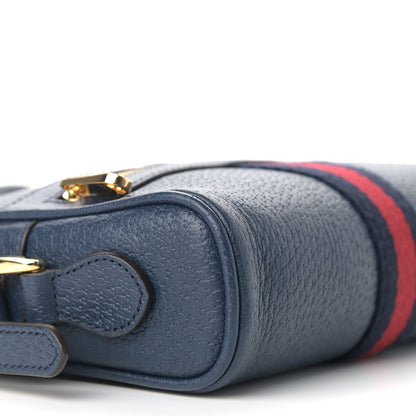 Gucci Textured Calfskin Web Mini Ophidia Shoulder Bag Blue Agata 8 of 9