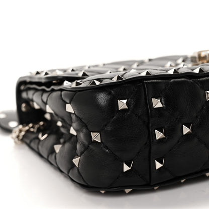 Valentino Garavani Lambskin Small Rockstud Spike Shoulder Bag Black 7 of 9