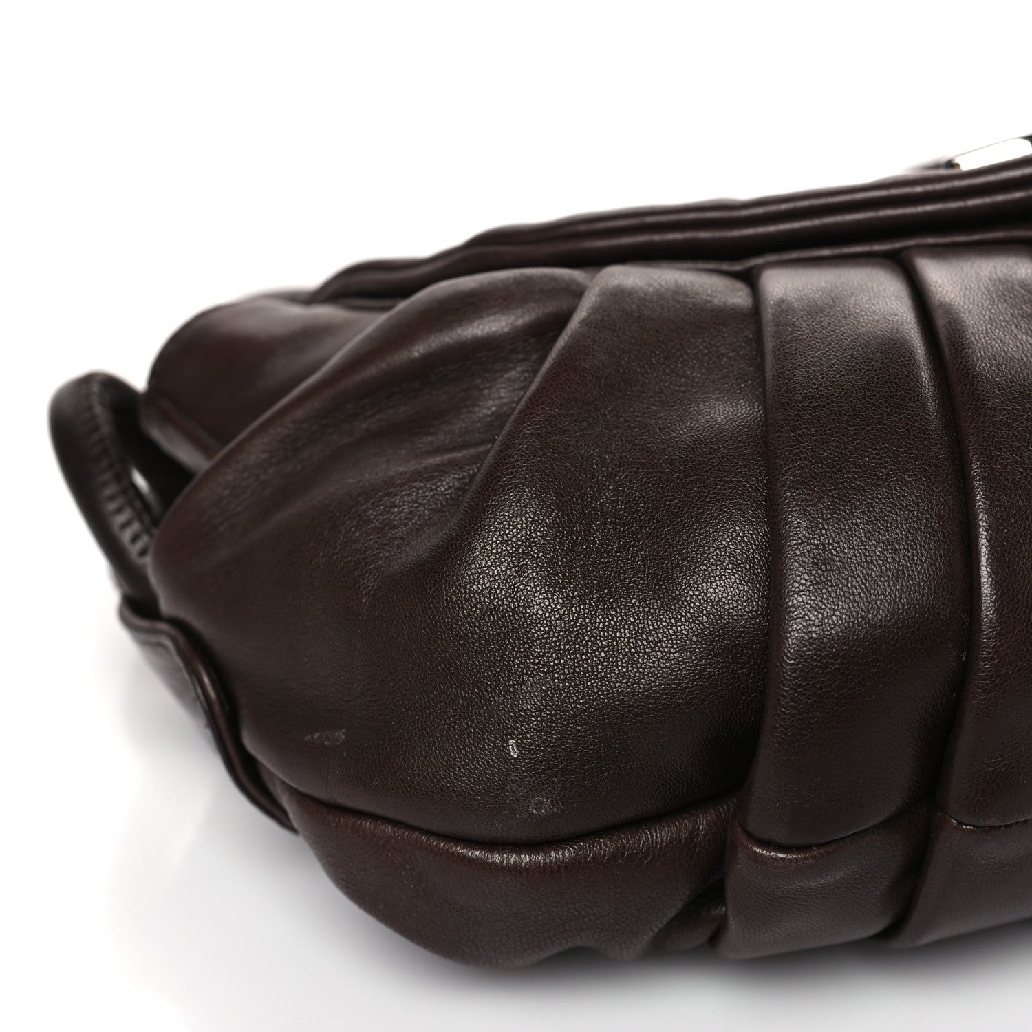Chanel Lambskin Pleated CC Shoulder Bag Marron Fonce 8 of 10