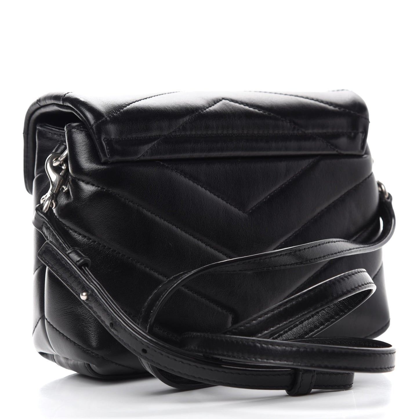 Calfskin Y Quilted Monogram Toy Loulou Crossbody Bag Black