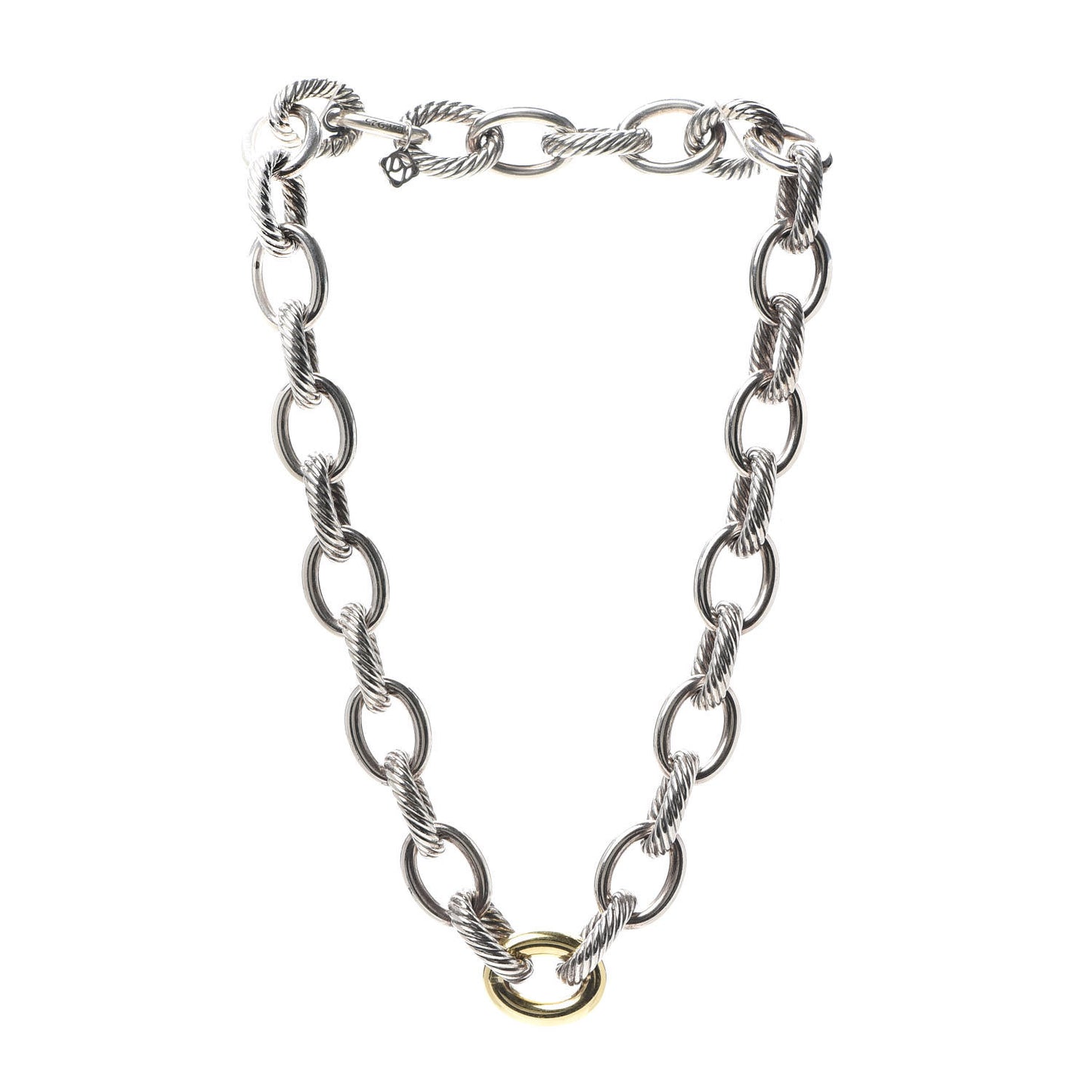 Sterling Silver 18K Yellow Gold Large Oval Link Necklace