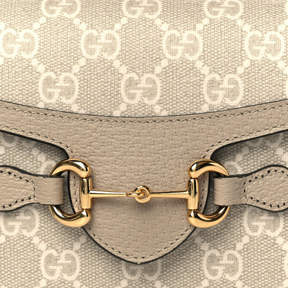 Gucci GG Supreme Monogram Textured Dollar Calfskin Mini Horsebit 1955 Shoulder Bag Beige Mystic White Oatmeal 7 of 10