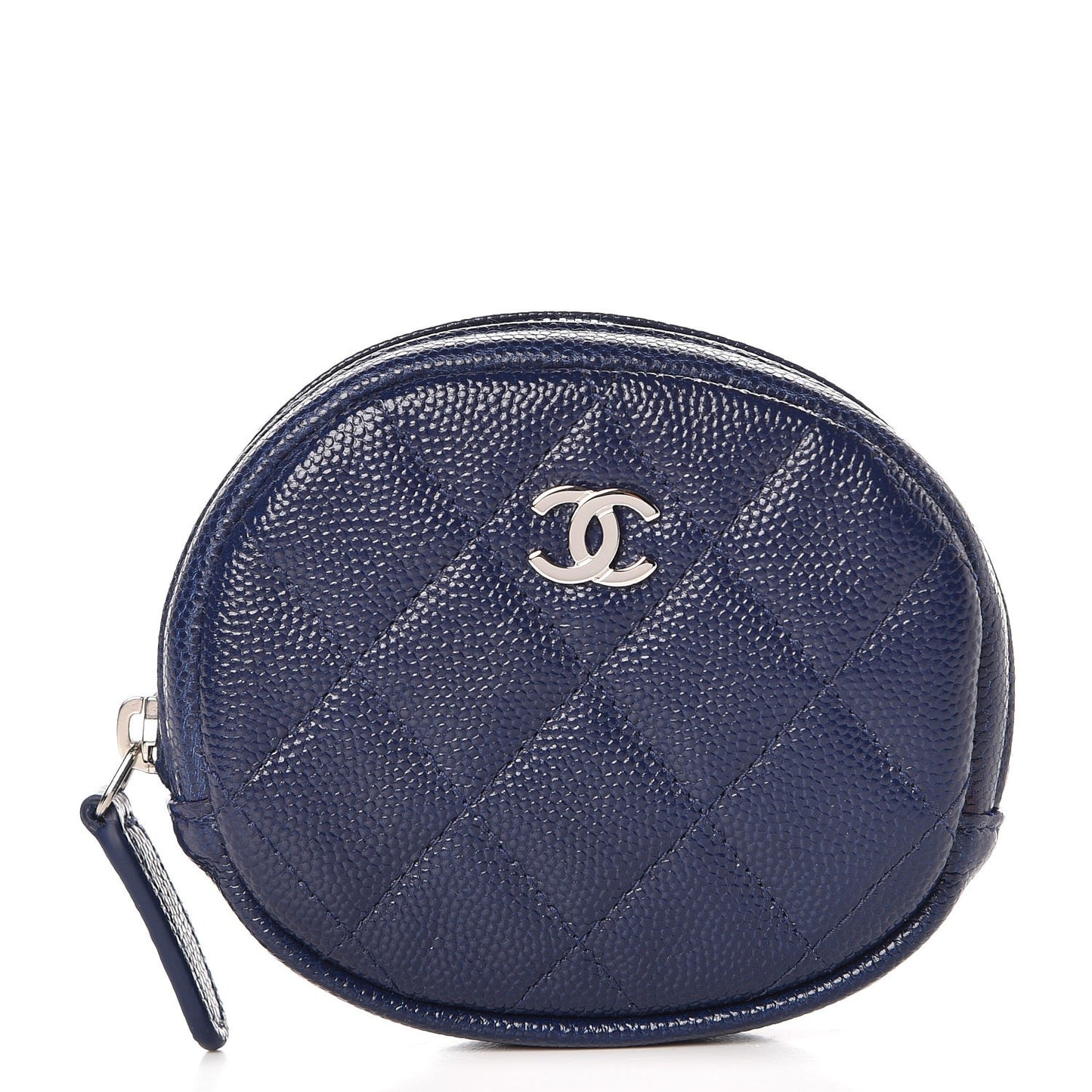 Caviar Quilted Zip Around Classic Coin Purse Navy Blue