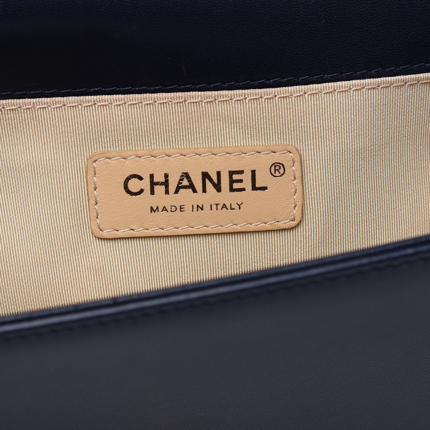 Lambskin Chain Quilted Medium Boy Flap Navy