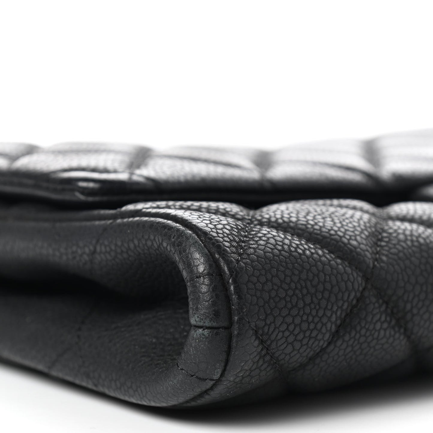 Caviar Quilted Clutch With Chain Flap Black