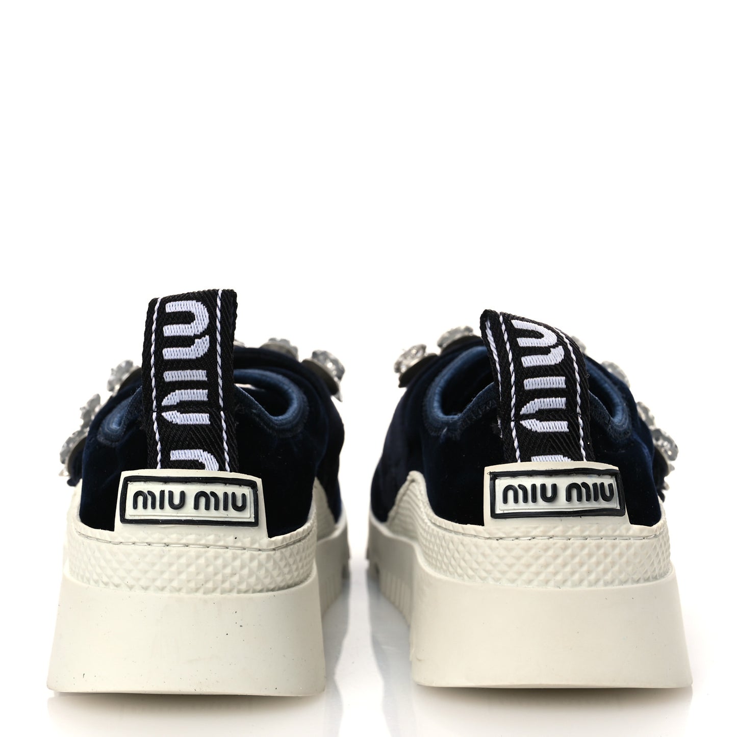 Velvet Crystal Low Top Sneakers 37.5 Blue