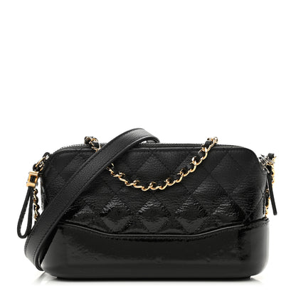 Chanel Patent Goatskin Quilted Small Gabrielle Clutch With Chain Black 1 of 15