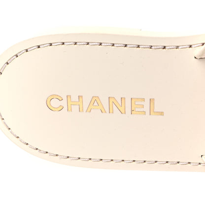 Chanel Calfskin Embroidered CC Sandal Mule 38 White 8 of 9