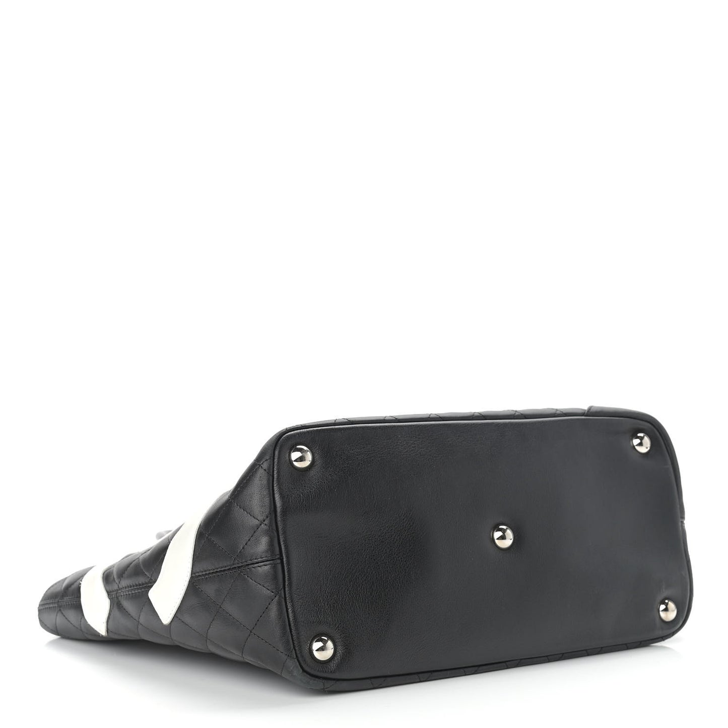 Calfskin Quilted Large Cambon Tote Black White