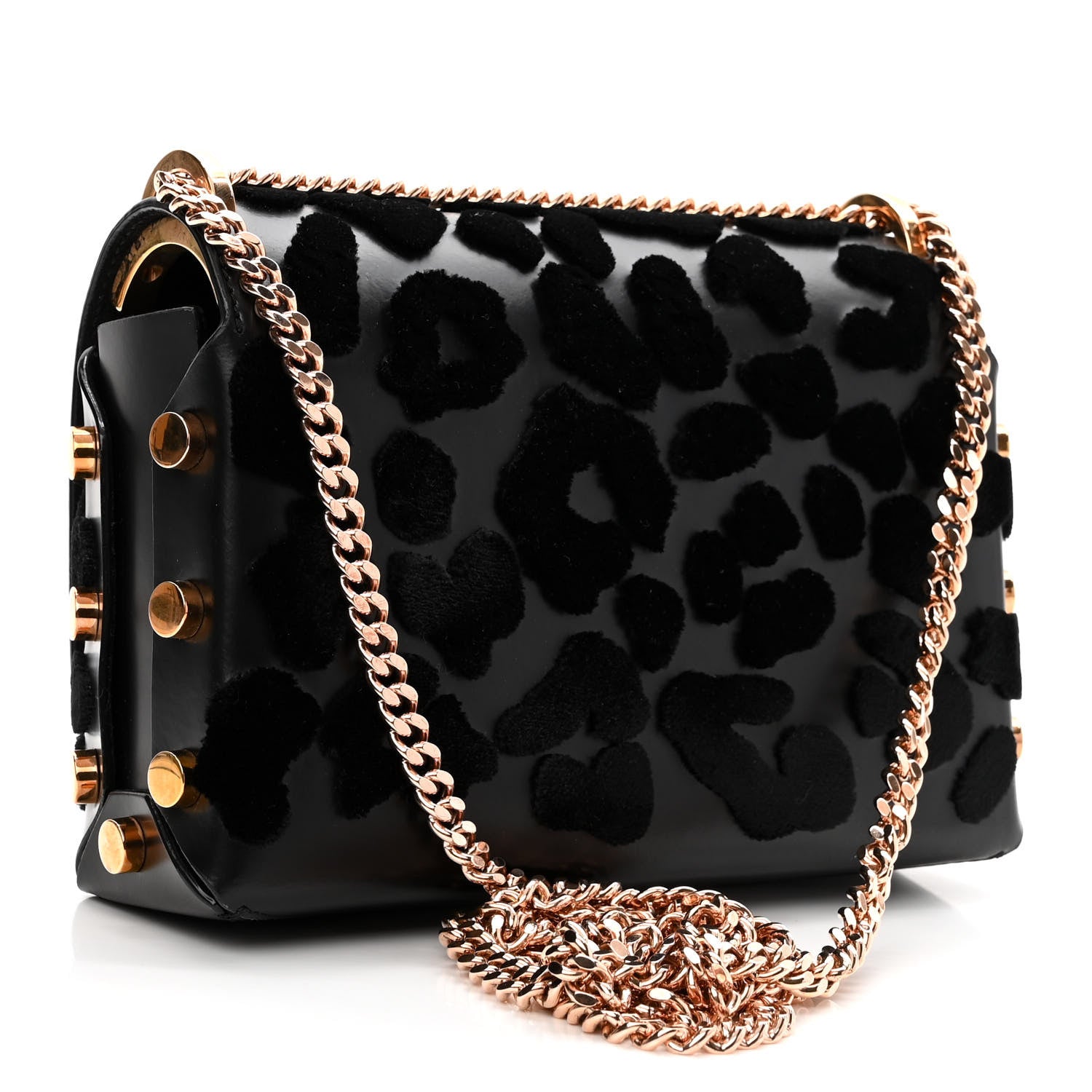 Jimmy Choo Calfskin Leopard Lockett Petite Shoulder Bag Black 3 of 9