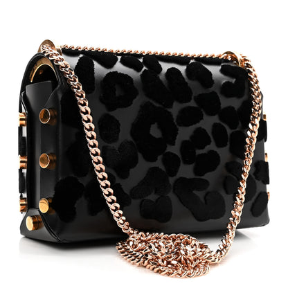 Jimmy Choo Calfskin Leopard Lockett Petite Shoulder Bag Black 3 of 9
