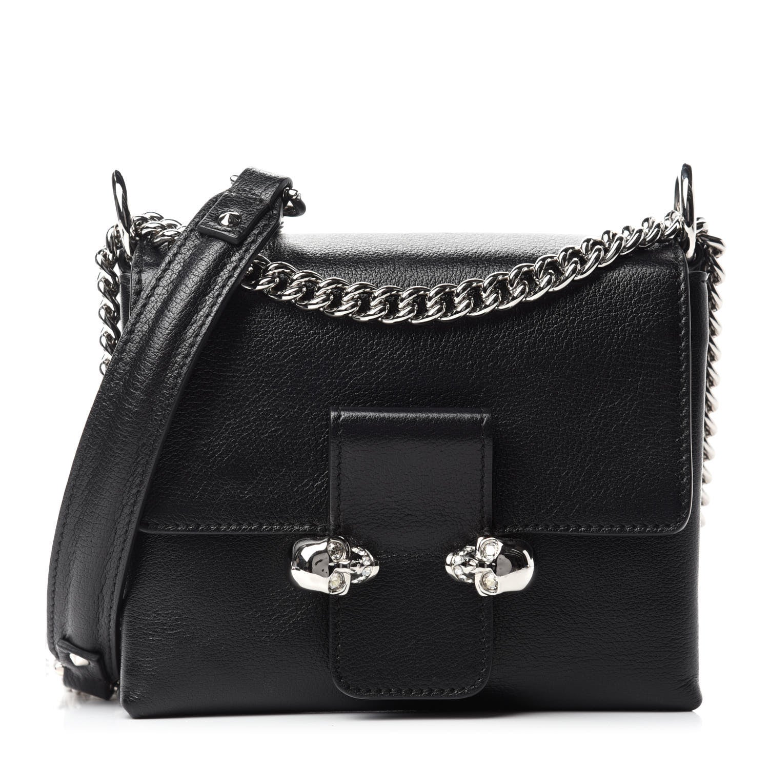 Alexander McQueen Goatskin Twin Skull Crossbody Black 1 of 12