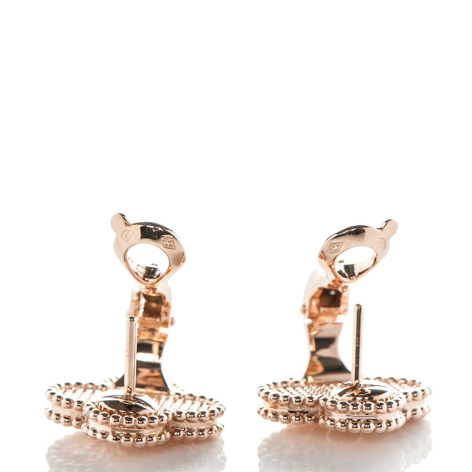 Van Cleef & Arpels 18K Rose Gold Vintage Alhambra Earrings 3 of 7