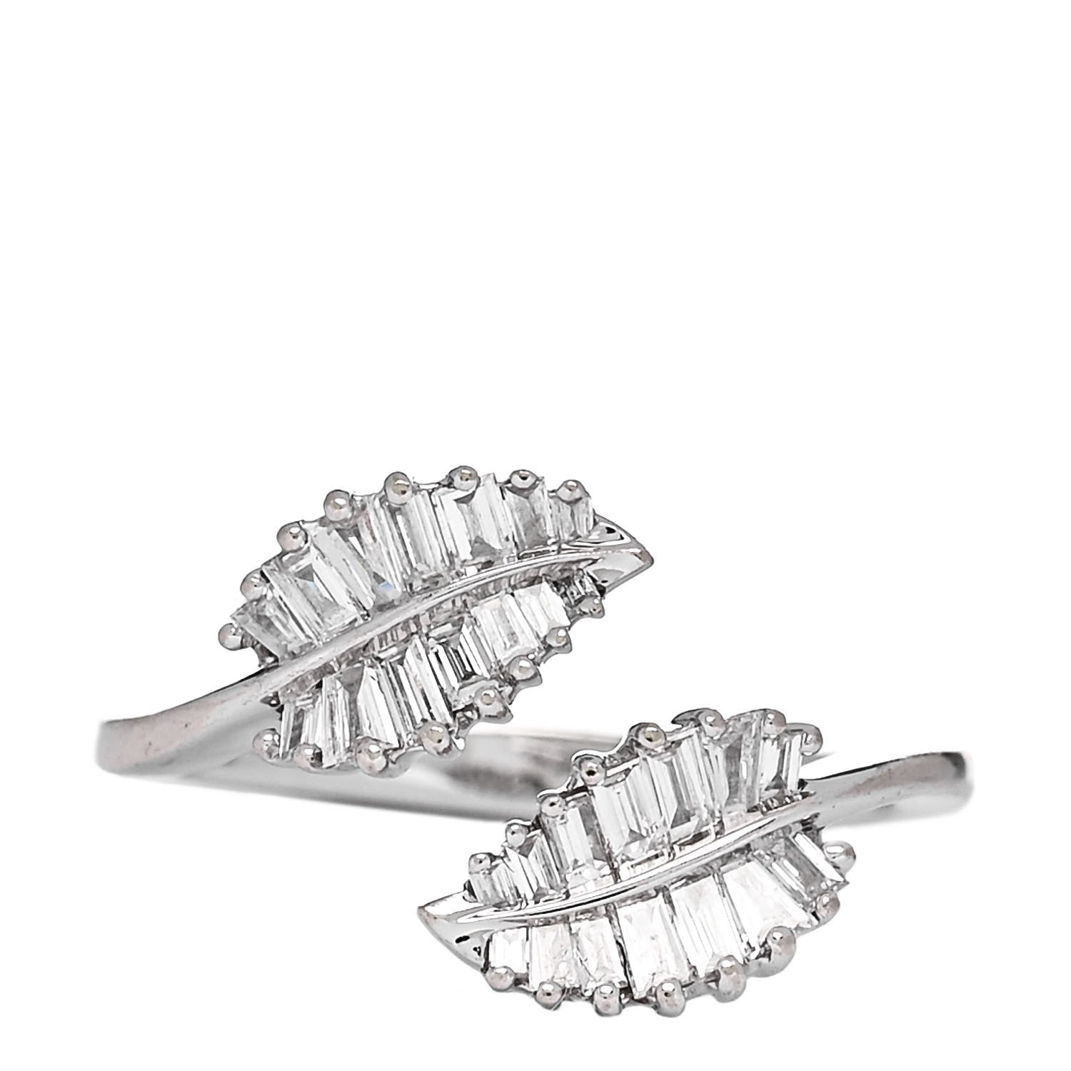 Anita Ko 18K White Gold Diamond Small Palm Leaf Ring 44 3 1 of 5