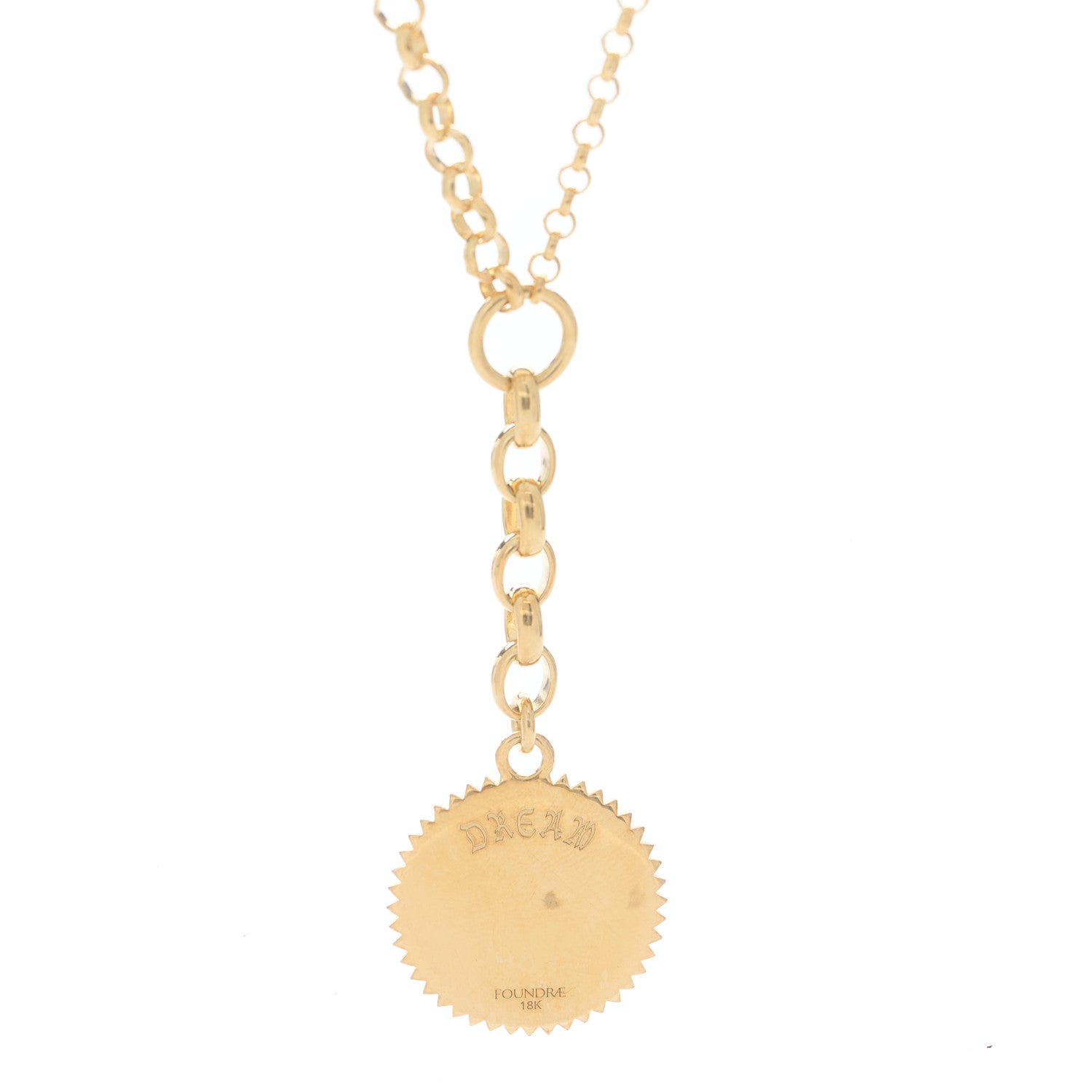 Foundrae 18K Yellow Gold Diamond Medium Dream Medallion Mixed Belcher Extension Chain Necklace 3 of 5
