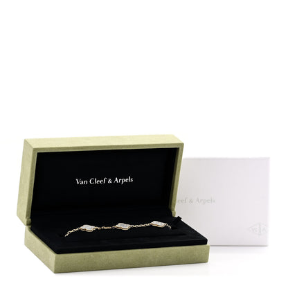 Van Cleef & Arpels 18K Yellow Gold Mother of Pearl 5 Motifs Vintage Alhambra Bracelet 6 of 6