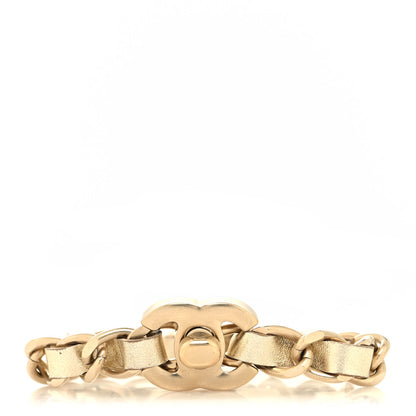 Chanel Metallic Lambskin CC Turnlock Chain Bracelet M Light Gold 1 of 5