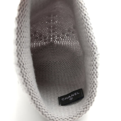 Chanel Wool Cashmere Silk CC Beanie Hat Light Grey White 4 of 6