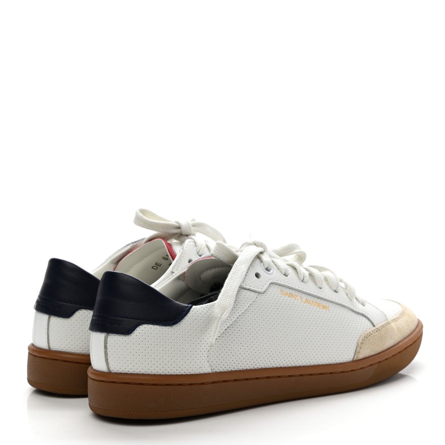 Calfskin Perforated Suede SL10 Court Classic Low Top Sneakers 36.5 White