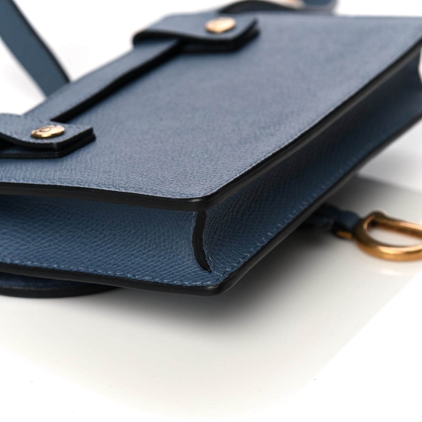 Grained Calfskin Saddle Belt Bag Denim Blue