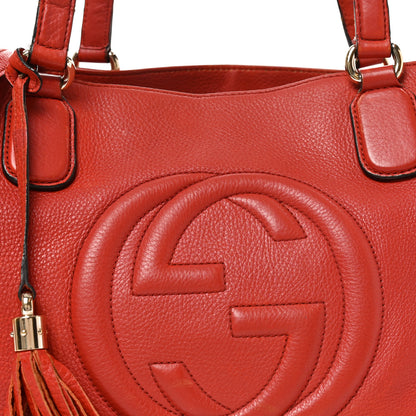 Gucci Pebbled Calfskin Medium Soho Chain Shoulder Bag Tabasco Red 8 of 12