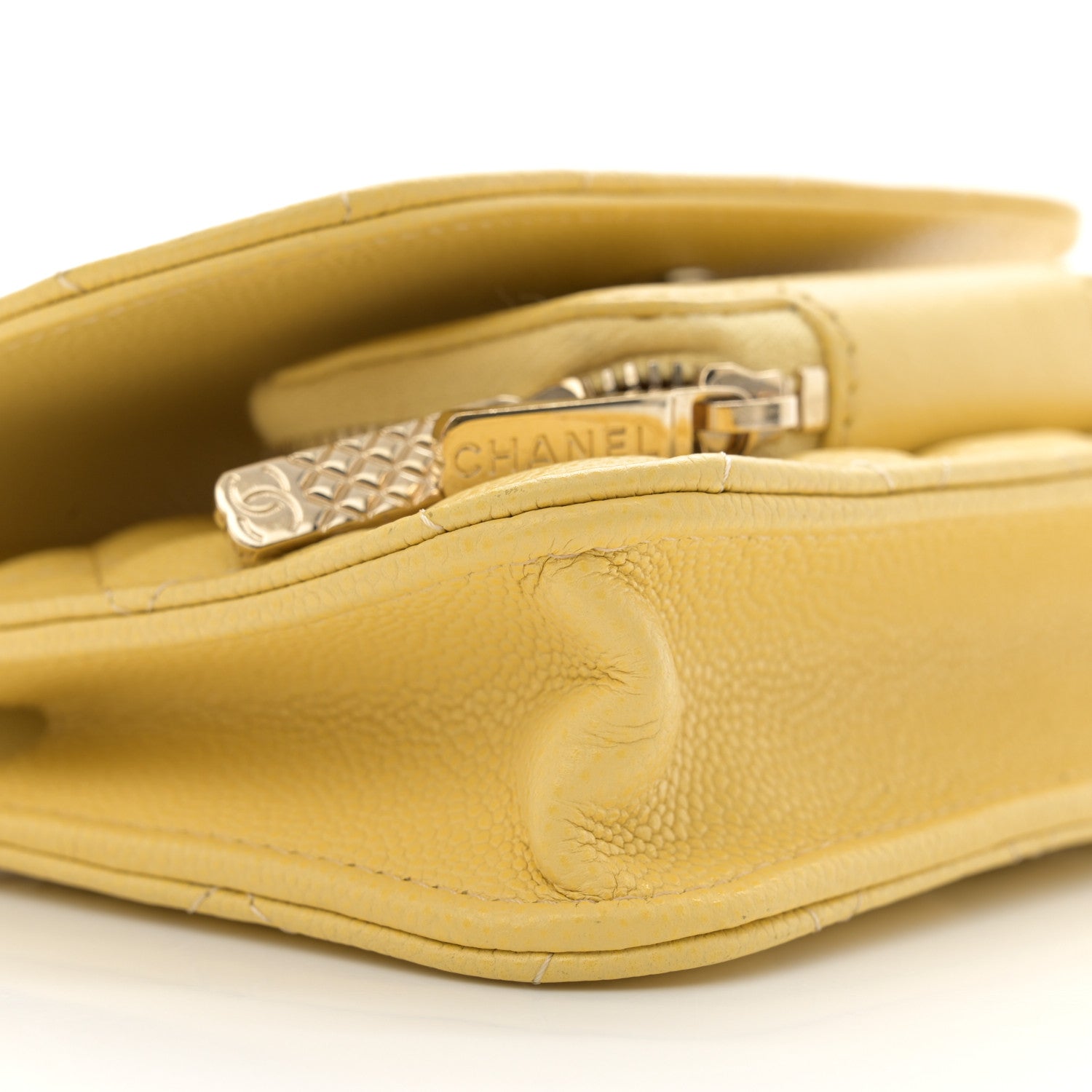 Chanel Caviar Quilted Business Affinity Clutch With Chain Flap Yellow 10 of 13