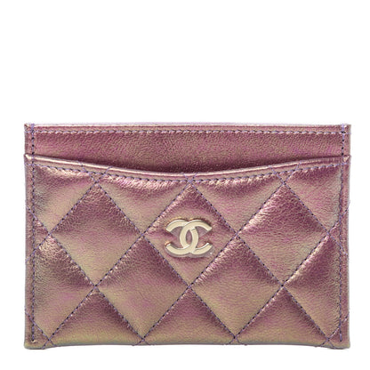 Chanel Iridescent Lambskin Quilted Card Holder Purple 1 of 9
