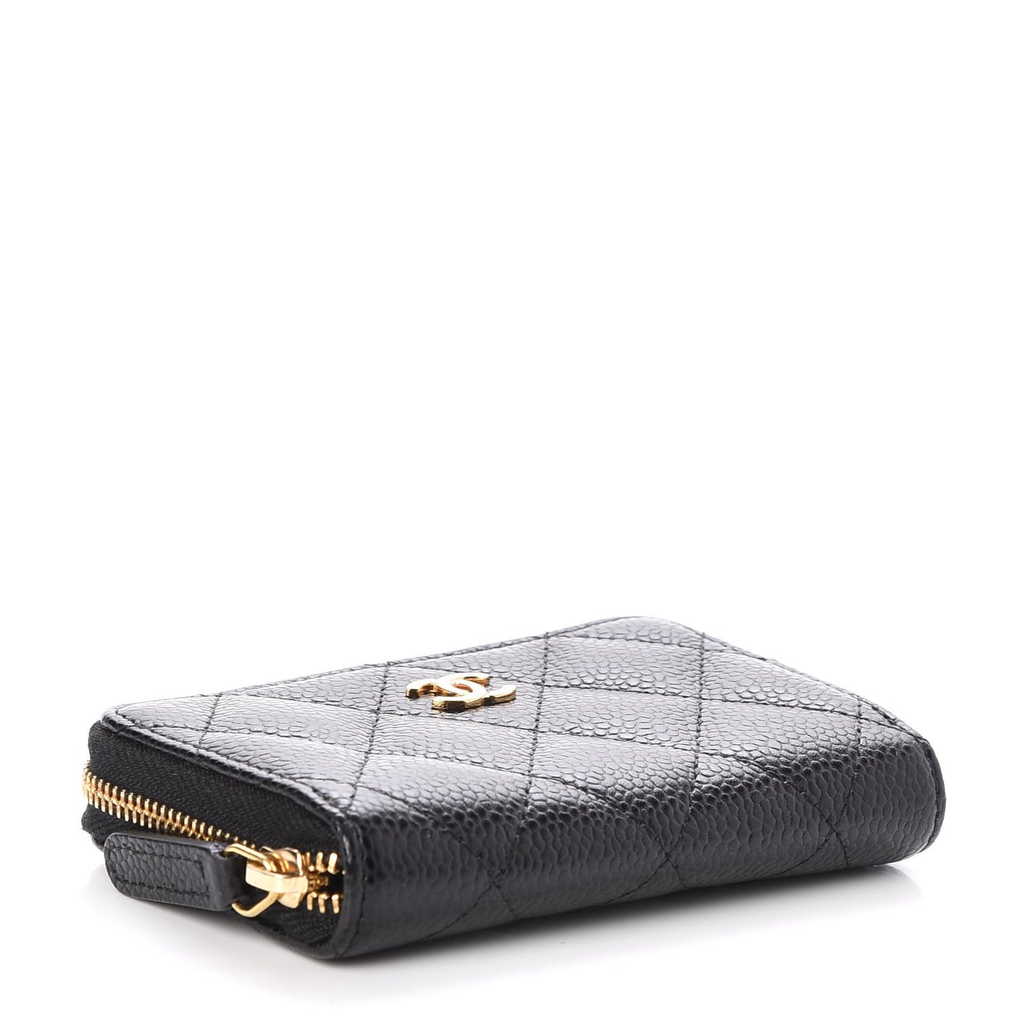 Caviar Quilted Zip Coin Purse Black