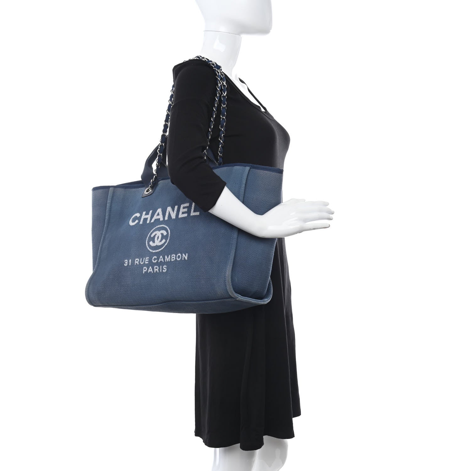Chanel Canvas Medium Deauville Tote Blue 2 of 10